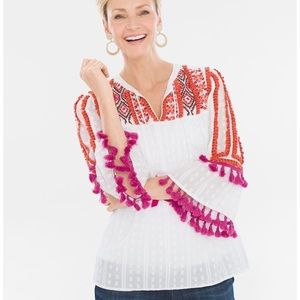 Chico’s Embroidered Tassel Top